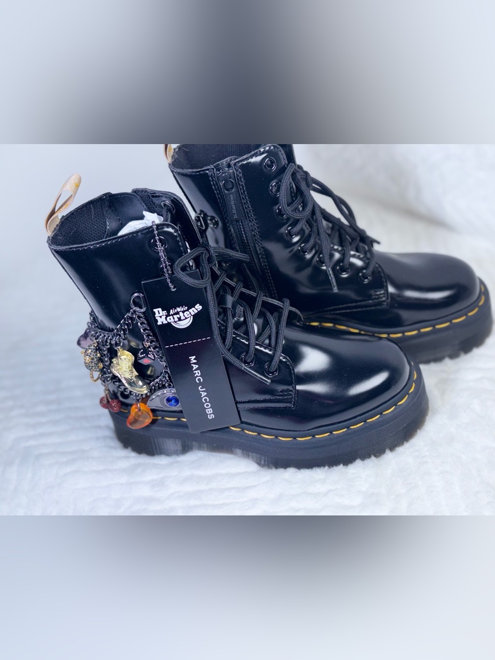 Dr. Martens Marc Jacobs collab lBlack Patent Lace-Up Boots